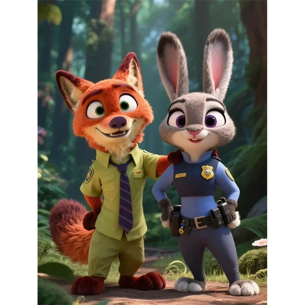 Disney Zootopia Judy Nick 5D Diamantové malování Plné diamantů DIY Ručně vyráběné diamantové malování Kreslený dekorativní malířský set