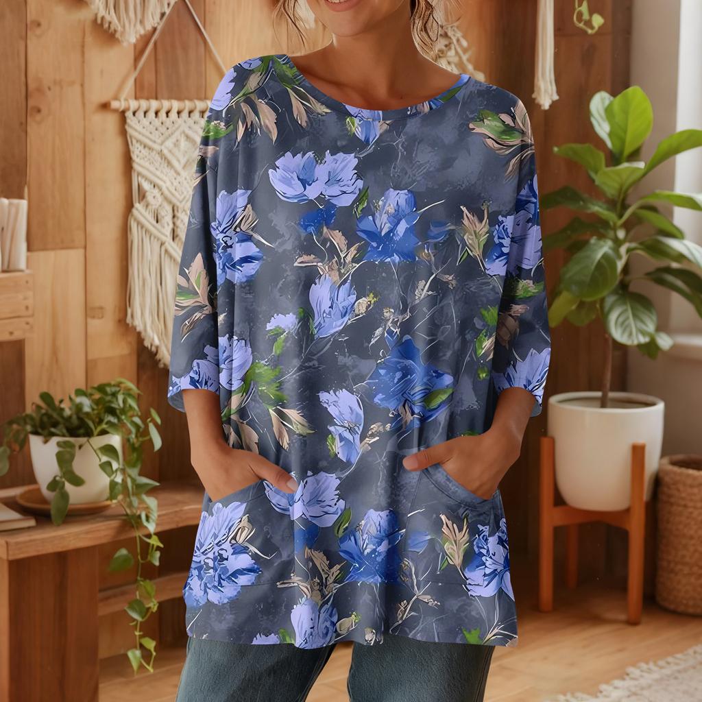 Damen 3/4-Ärmel Shirts Grafik-T-Shirts Shirts Lässige Basic-Tops Pullover