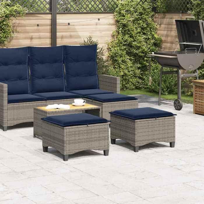 VidaXL Tabourets jardin coussins 2 pcs gris 55x55x36 cm résine tressée, siège de jardin, sièges d'extérieur, tabouret cube, 4108252