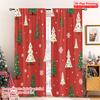 2pcs 2D Flat Printing Merry Christmas Popular Party Window Curtains Christmas Trees Snowflakes Festive Fabric Without