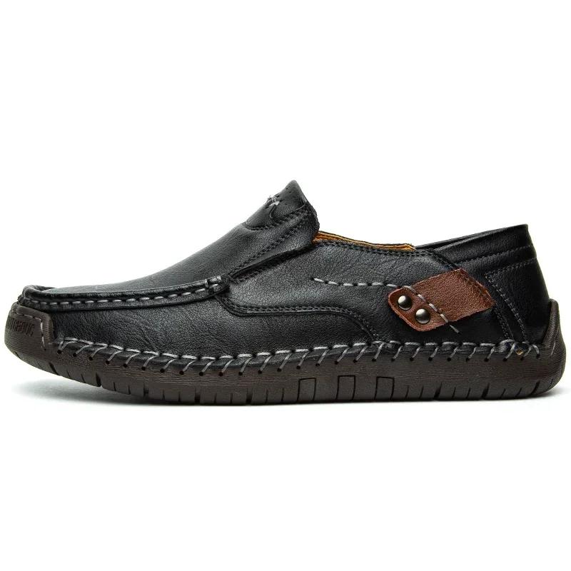 Genuine Leather Men Handmade Casual Shoes 2025 Mens Loafers Breathable Slip On Italian Comfortable Driving Shoes Chaussure Homme