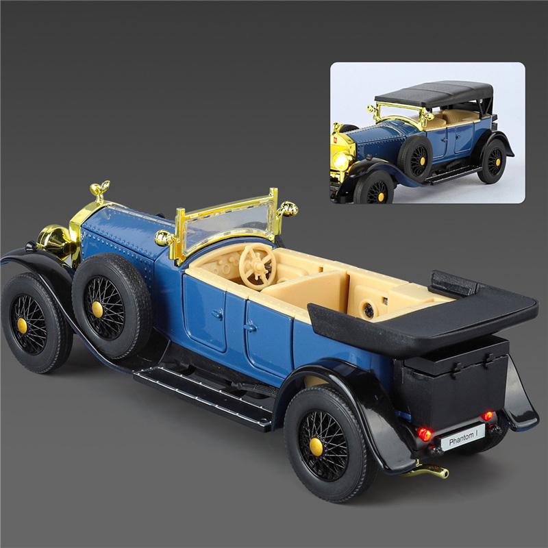 1/32 Rolls-Royce Phantom I Alloy Classic Old Car Model Metal Retro Luxy Vehicles Car Model Sound Light Simulation Kids Toys Gift