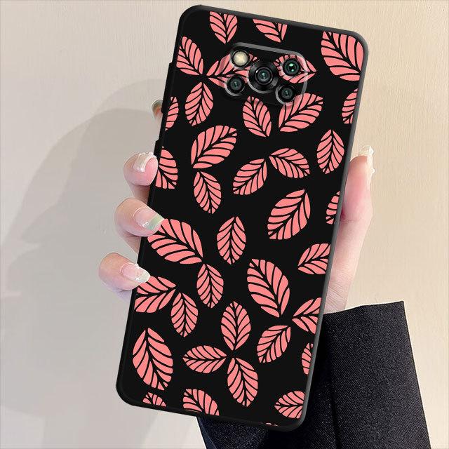 Black Soft Phone Case For Samsung Galaxy S20 S23 S21 Note 20 Ultra 10 Plus 8 9 S22 Note8 Luxury Flower Leaf Cover Funda