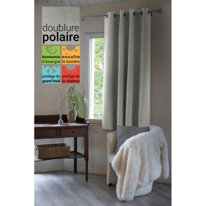 Rideau occultant et thermique doublé polaire "Inuit" toutes dimensions - Inuit Gris Clair - Panneau Occultant + Polaire 140 x 180 cm