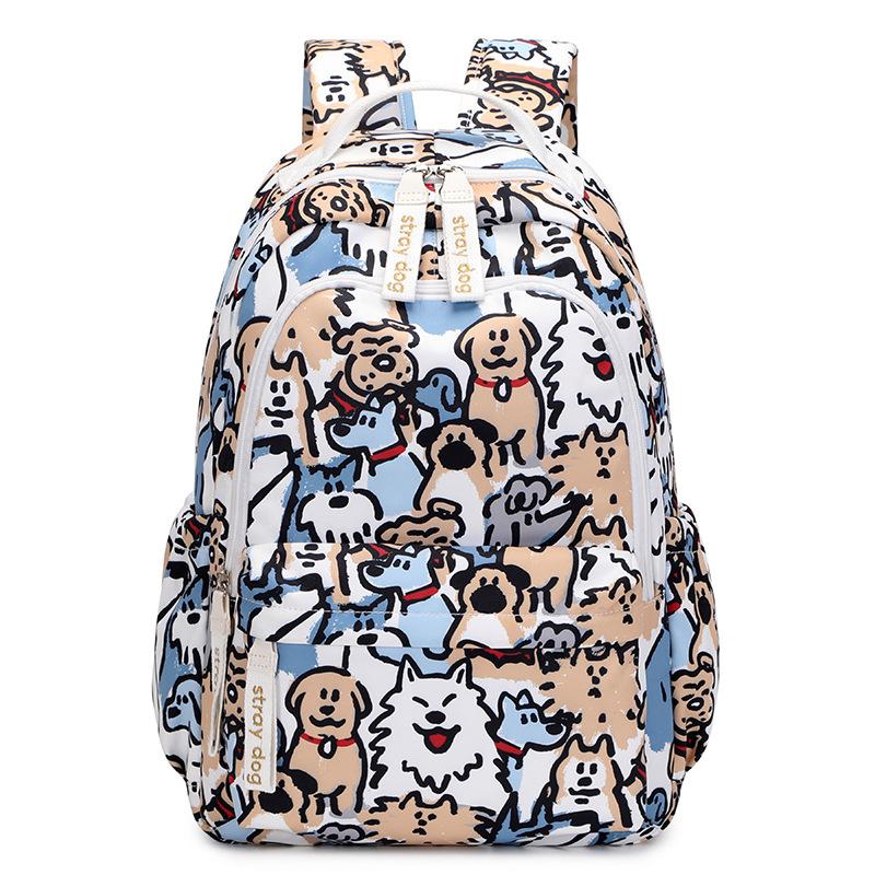 Cute Cat Print School Backpack for Girls Water Resistant Durable Casual Schoolbag Bookbag for Middle School Students