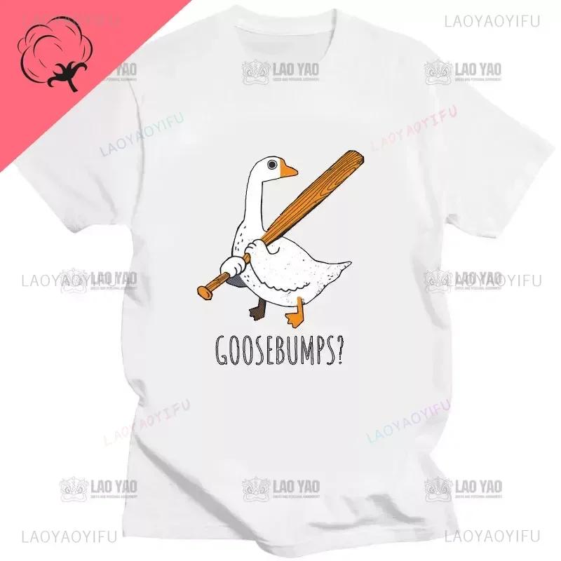 Kawaii Koszulka z Gęsią Zabawna Koszulka Gęsia Skórka Głupia Gęś Kobiety Mężczyźni Casualowe Topy do Dojazdów Oversizowa Koszulka Camisetas Koszulki na Zamówienie