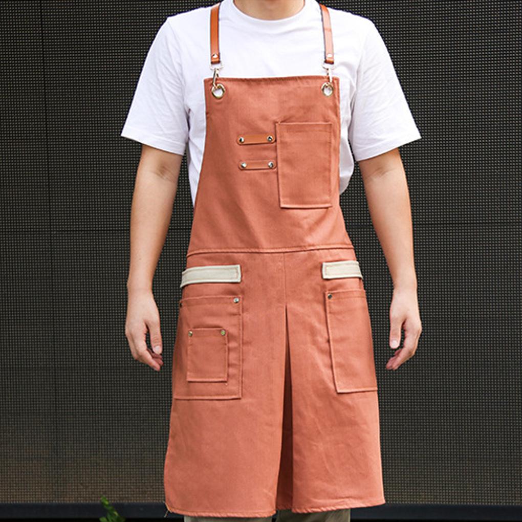 Work Apron Woodworking Mechanician Canvas Workshop Bib with Pockets Outdoor Painting Bar Washable Protective Aprons Bibs