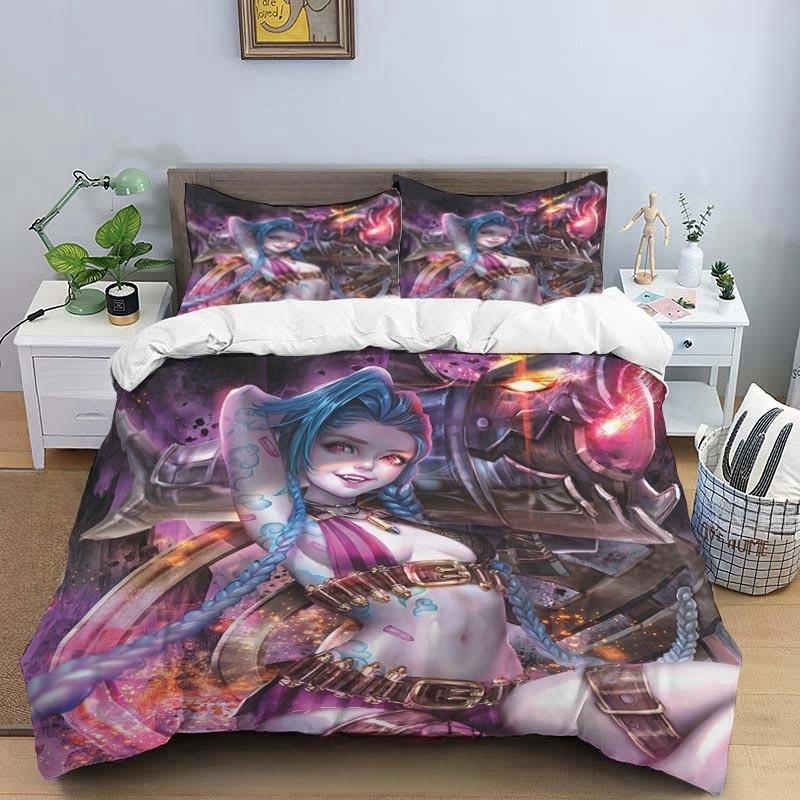 Cartoon Game Jinx Arcane_ League of Legends Bedding Set King Twin Double Child 3 Piece Mircofiber or Polyester Duvet Cover Sets