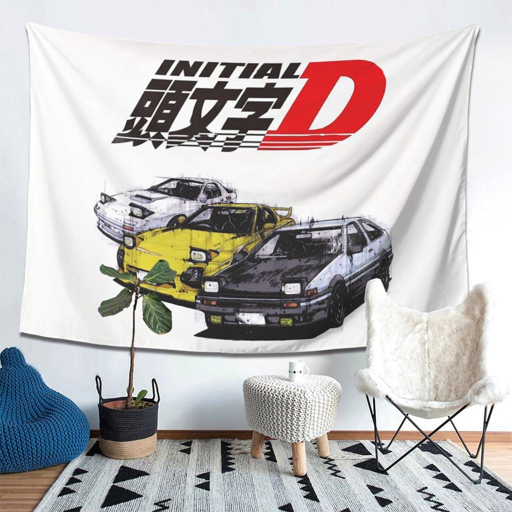Initial D Neon Ae86 Tapestry Decoration Art Aesthetic Tapestries for Living Room Bedroom Home Wall Cloth Wall Hanging