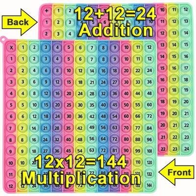 Multiplication 12x12 Addition 12+12 Both Sides Math Game Pop Fidget Toys, Macaron Silicone Push Pop Bubble Educational Toys