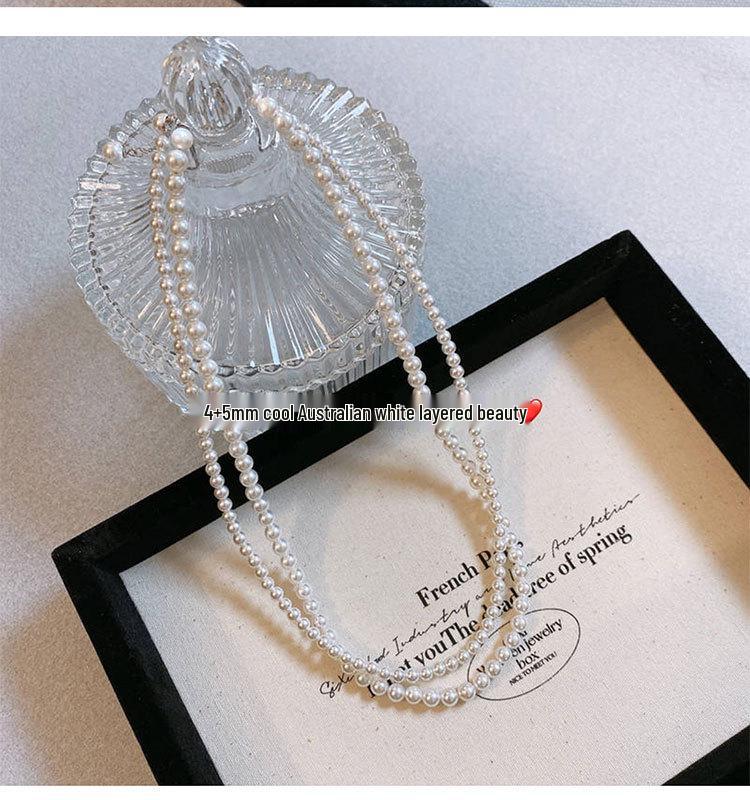 S925 Silver Mother-of-Pearl Pearl Necklace for Women - High-End, Lustrous, Round Beads On Clavicle Chain, Trendy Choker Design.