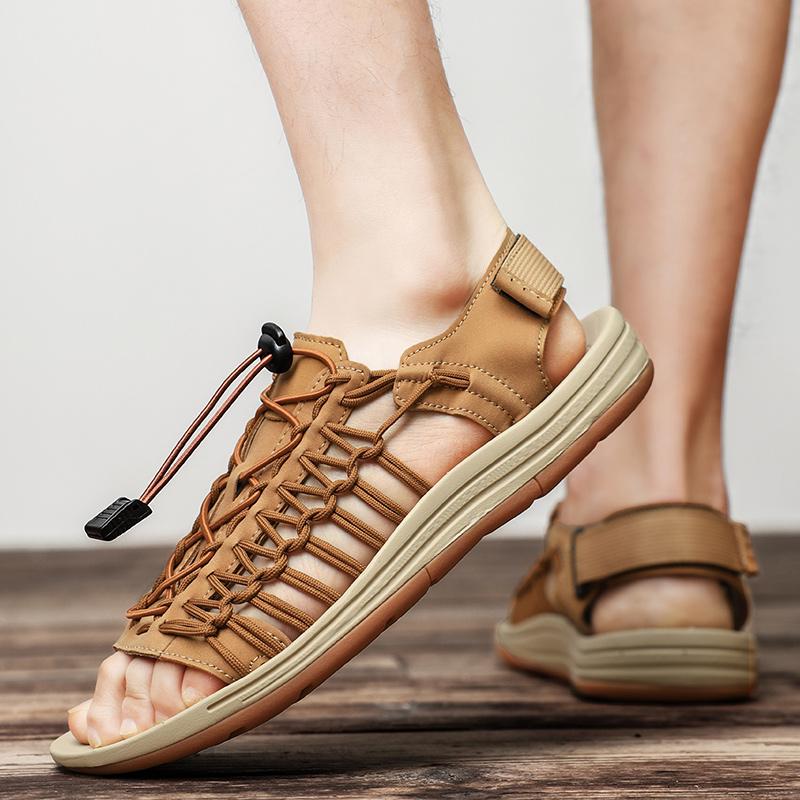 Fashion Stylish Hollow Out Summer Men Sandals Open-toe Beach Shoes for Man Lightweight Wading Aqua Shoes Outdoor Casual Sandaly Sneakers