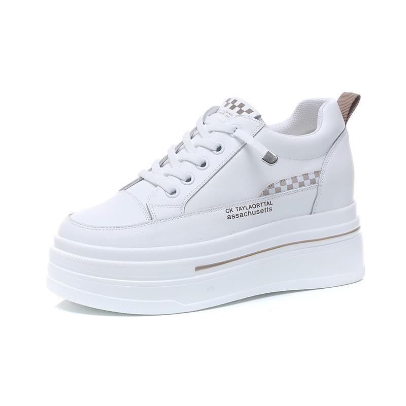 Inner Height Increase White Shoes Women's Spring New Platform Single Shoes Muffin Versatile Sports and Leisure Women's Shoes