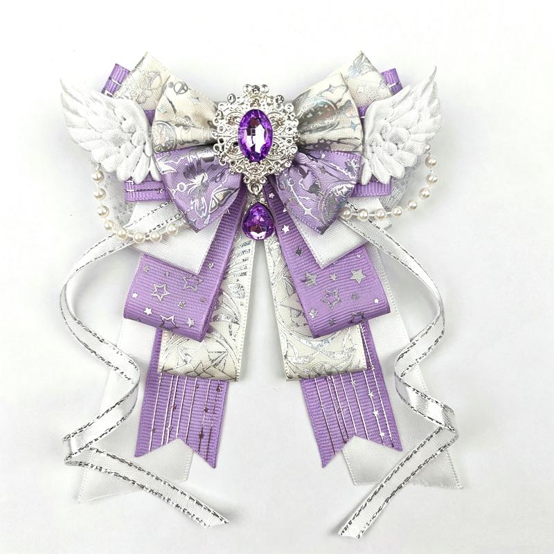 3D Wing Rhinestone Bow Ornament Shiny Handmade Ribbon Decor for DIY Scrapbooking Hair Gift Wrapping Accessories фиолетовый