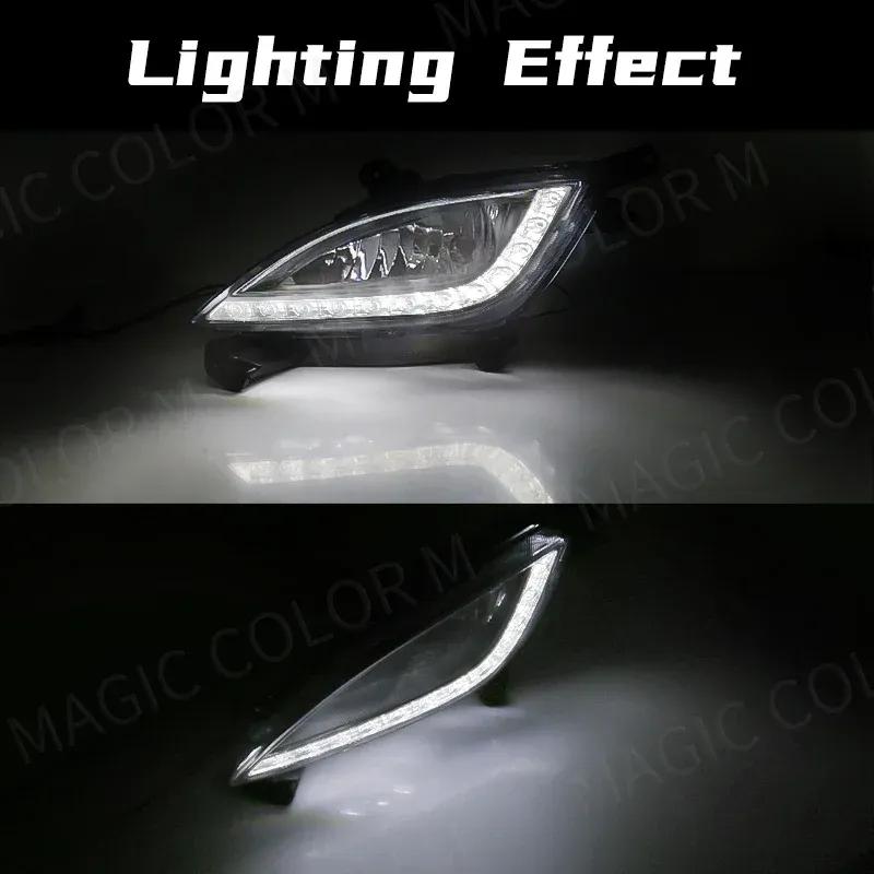 LED Car Front Bumper Fog Lamp Assembly For Hyundai Elantra GT I30 2012 2013 2014 2015 2016 DRL Fog Covers Daytime Running Lights