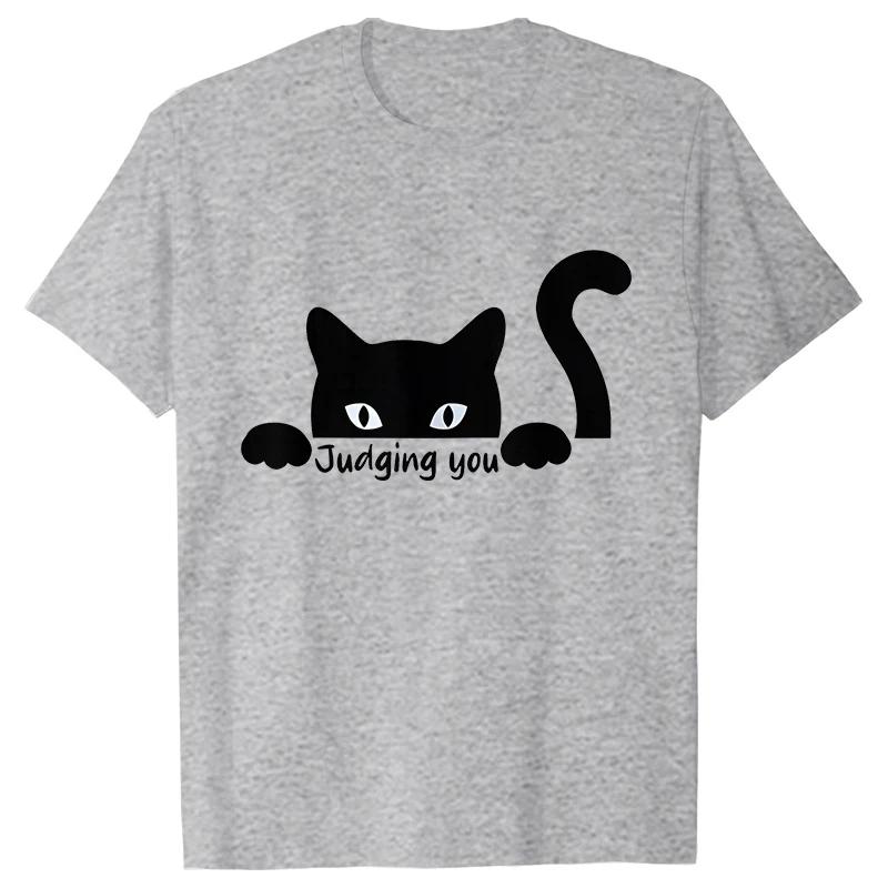 Funny Black Cat Men T-shirt Summer Harajuku Fashion Male Breathable Aesthetic Oversized Clothing Ulzzang Tees Graphic Y2k Tops