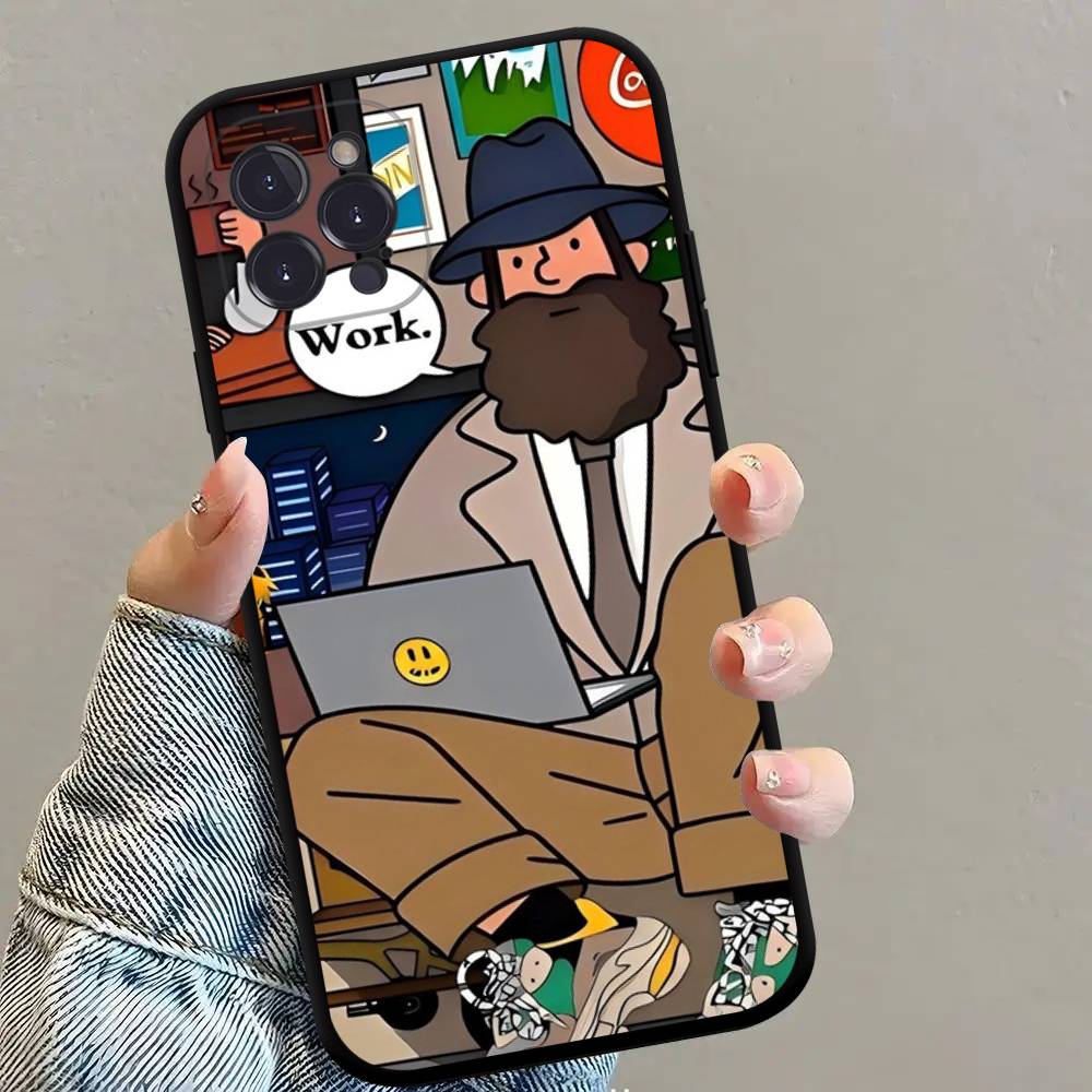 

Роскошный чехол для телефона с мультяшным человечком для iPhone 17 16 15 14 13 12 11 Pro Max Plus Mini, мягкий силиконовый, черный, противоударный, из ТПУ. iPhone 16 pro