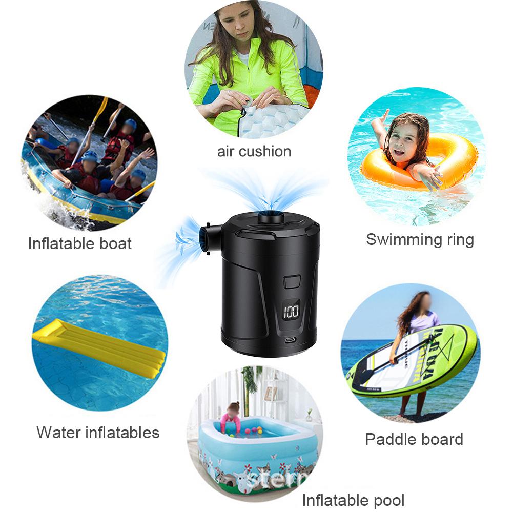 Electric Air Pump USB Rechargeable Fast Air Filling Inflator Blower 3 Nozzles Wireless Air Compressor for Air Boat Swimming Ring