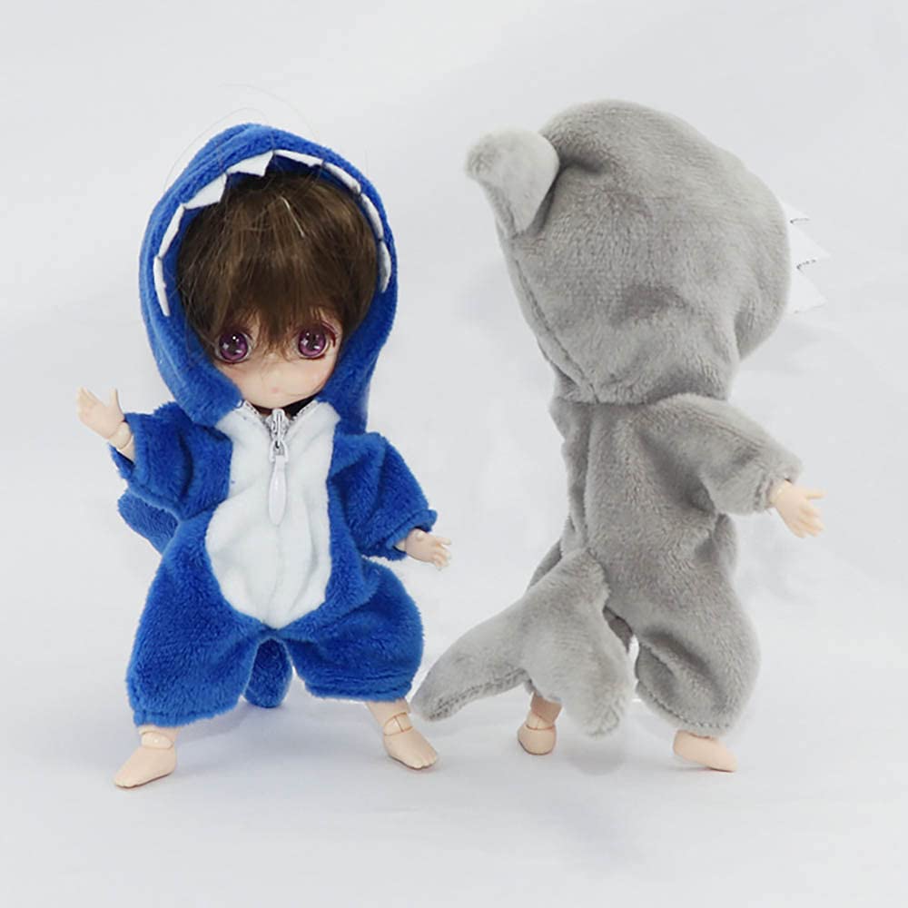 niannyyhouse Obitsu 11 BJD Doll Megalodon Monster OB11 Size Outfit Clothes, Coveralls, 1/12 Clothes, Clothes, Pajamas, (Blue)