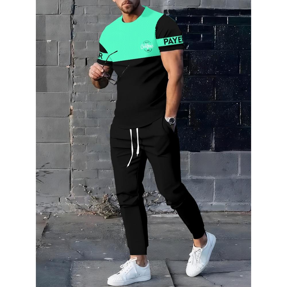 2026 Summer Men's Suit with Letter Print Breathable Lightweight Casual Fashionable Outdoor Men's Clothing