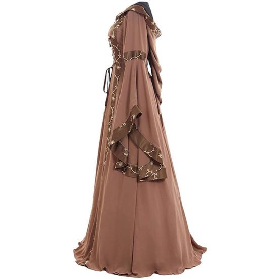 Abito Medievale Celtico da Donna con Lacci, Manica Lunga, Lunghezza Pavimento, Costume di Halloween