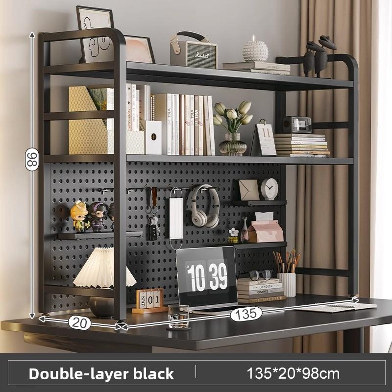 Multi-Layer Desktop Hole Board Storage Rack Stand up Computer Desk Organizer Student Dormitory Bookcase Horizontal Shelf Holder