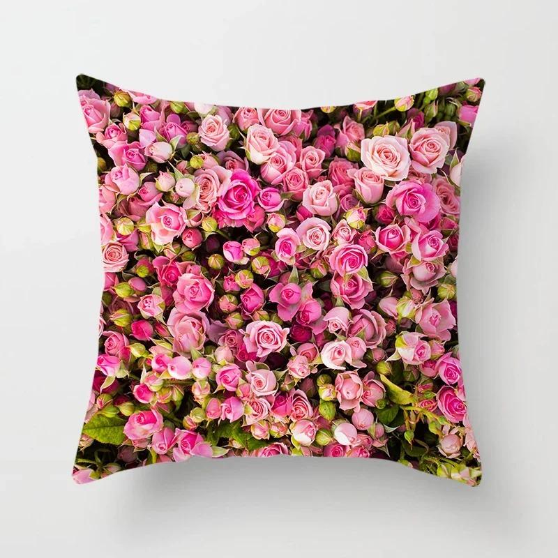 Home Decor Flowers Sunrise Sunset Field Print Pillow Cover Sofa Bedside Car Office Seat Cushion