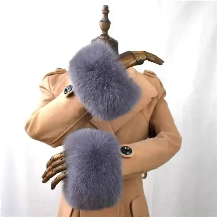 100% Real Fox Fur Cuffs Winter Natural Warm Oversized Arm Warmmer Wristband High Quality Coat Jacket Sleeve Fashion Luxury Cuffs