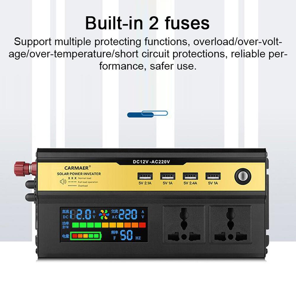 6000W Car Power Inverter LED Digital Modified Sinewave Inverter 12V To 220V Converter with AC
