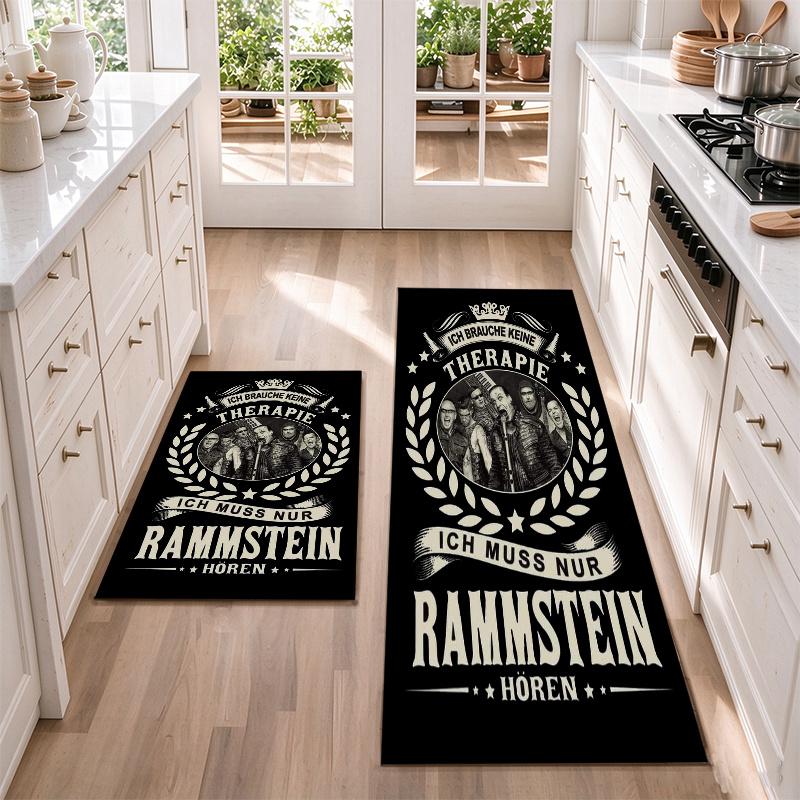 Rammstein Flannel Kitchen Floor Mat – Non-Slip, Absorbent and Easy to Clean Suitable for Kitchens, Entryways Bedroomsand Bathrooms