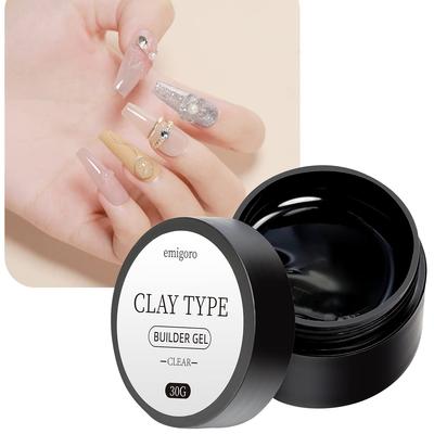 Emigoro Clay Gel, Clear Gel Nails, Clear Gel, Nail Tip Adhesive, Polygel Clay Gel, 30g, Large Capacity, 3D Nails, Viscous Nails, Nail Art, Hard Gel
