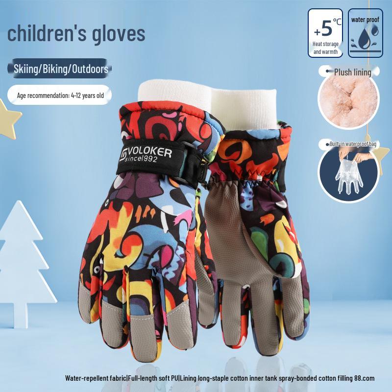 Winter Ski Gloves: Warm, Fleece-Lined, Windproof & Waterproof for Kids, Women, and Men - Perfect for Cycling