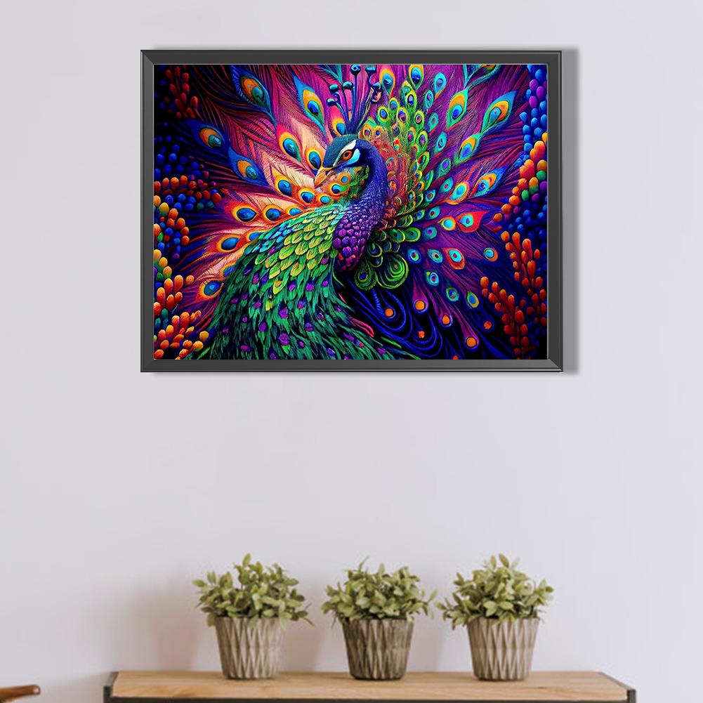 5D DIY Vollquadratbohrer Teilweise AB-Bohrer Diamantmalerei Pfau Dekor 45x35cm