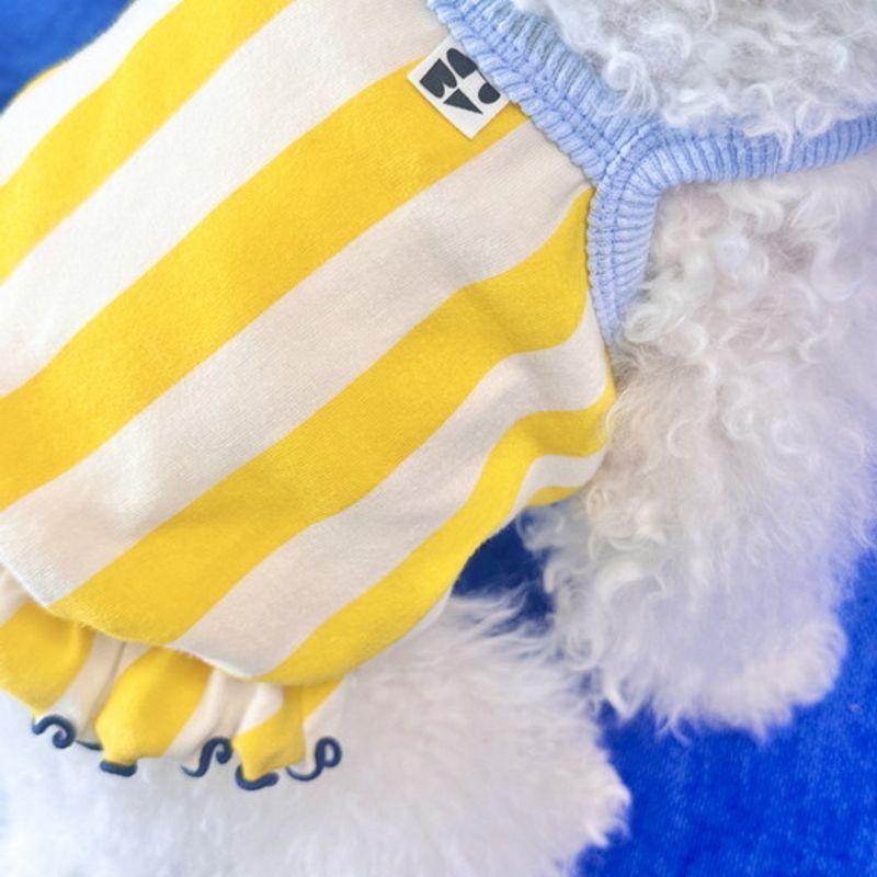 PLUM STUDIO Vertical Stripe Crop Top - Blue Banana