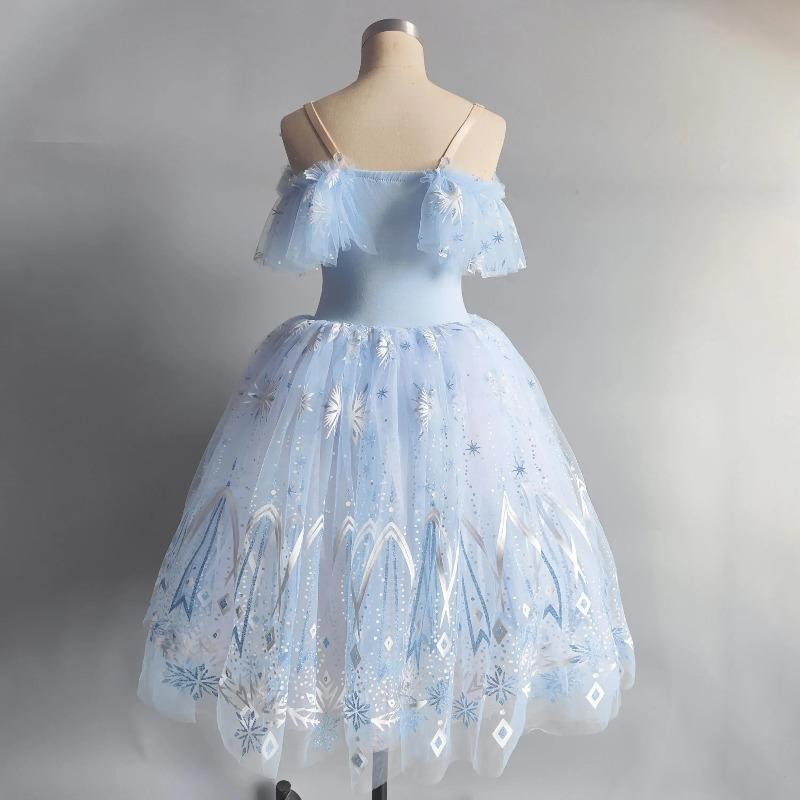 Pink Blue Ballet Dress Girls Performance Clothes Long Romantic Ballet Tutu Swan Ballerine Children Fairy Ballet Costume