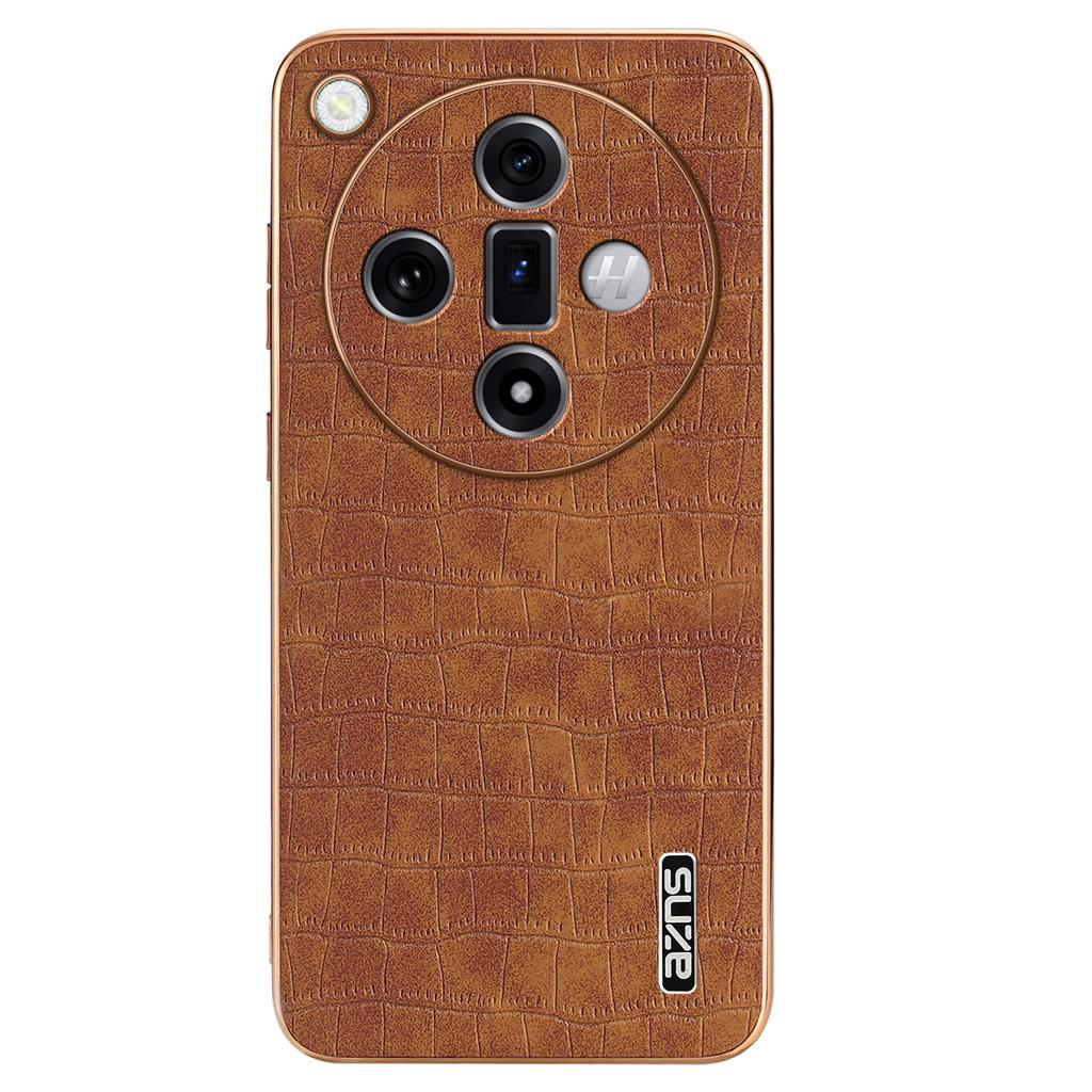 For Oppo Find X7 Ultra Case Electroplating Leather Coated TPU Phone Cover