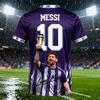 Messi No. 10 Camiseta de fútbol para hombre diseñada por IA, camiseta de verano para adulto, ropa deportiva para exteriores para el día a día, top de secado rápido y transpirable.