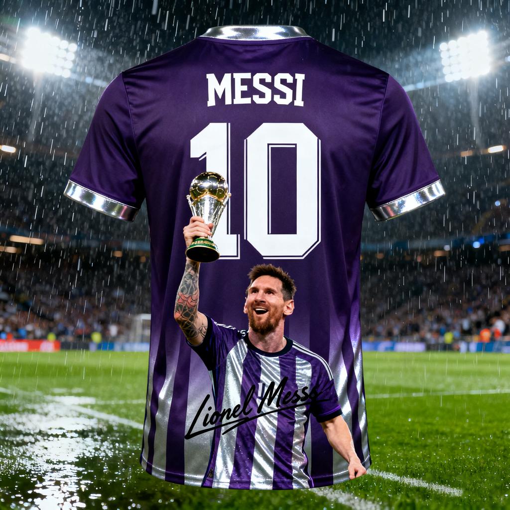 Messi No. 10 Camiseta de fútbol para hombre diseñada por IA, camiseta de verano para adulto, ropa deportiva para exteriores para el día a día, top de secado rápido y transpirable.
