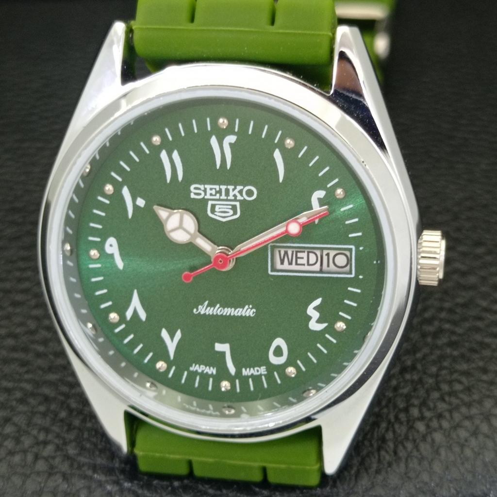 VINTAGE REFURBISHED SEIKO 5 AUTOMATIC 6309A JAPAN MENS GREEN WATCH a441246-4 Sk-a441246
