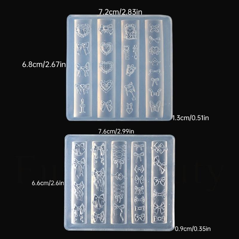 2PCS Silicone 3D Nail Embellishment Molds Bowknot Theme Small Accessories Crafting Molds Present for Beauty Enthusiasts