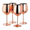 4 Verres À Vin Sans Pied Avec Coffret Cadeau - Oak & Steel - Or Rose En Acier Inoxydable - 540ml - Solide & Incassable