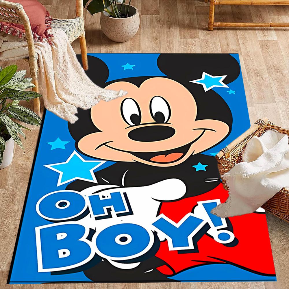 Mickey Mouse Adventure Disney Cartoon Theme Anti-Slip Rug - Polyester, Home Decor, Suitable for Bedrooms, Living Rooms, Doorways, and Studios