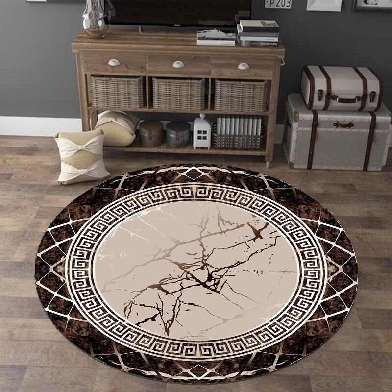 European Style Luxury Round Carpet Home Decoration Living Room Non-slip Large Rugs Bedroom Cloakroom Short Velvet Floor Mats