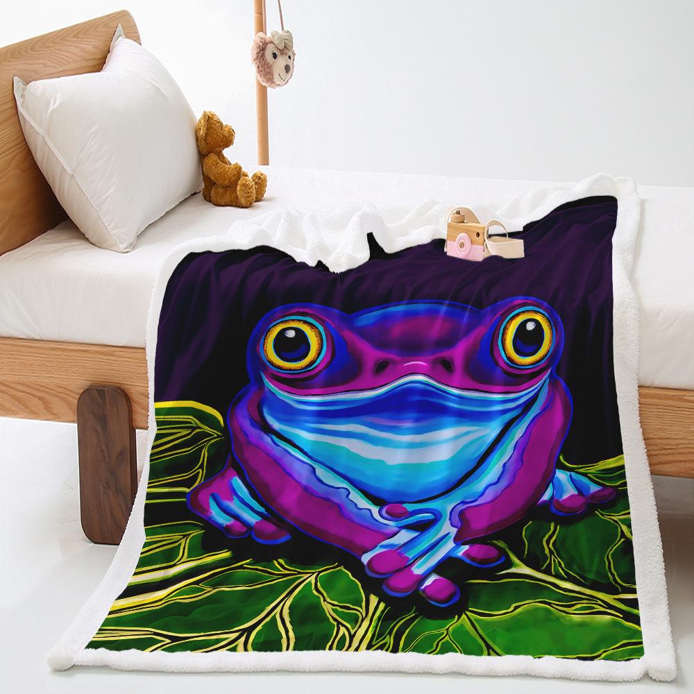 Colored Frog Blanket 2D Digital Printing Thickened Lamb Fleece Crystal Fleece Blanket Cover