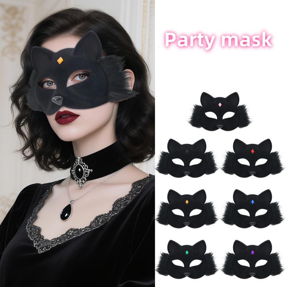 Plush Fox Cat Mask Realistic Furry Fox Mask Cosplay Party Mask Fluffy For Costume Parties Halloween Carnivals