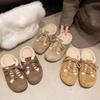 Korean version of casual fluffy slippers women's 2025 new winter wear flat-bottomed lazy Muller shoes with fleece bag head and half drag