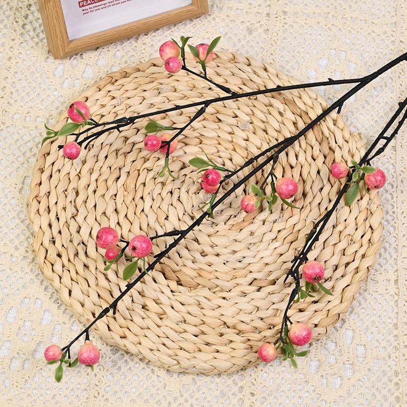 Simulation Small Apple Branch Pulp Fruit European Light Luxury Home Living Room New Year'S Decoration Flower Red Fruit Fortune Fruit Festive