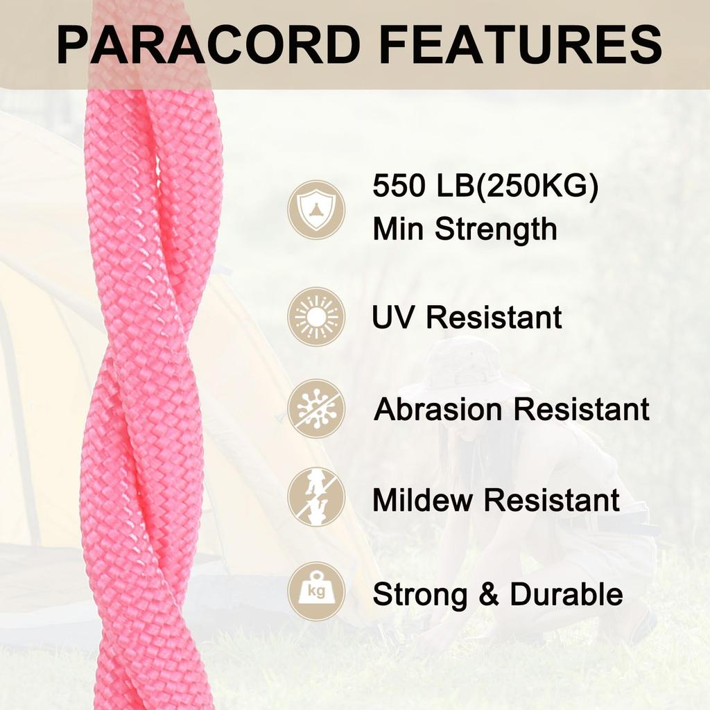 Rebower 550 Paracord Rope 10ft (approx. 3 M) 4mm Thin