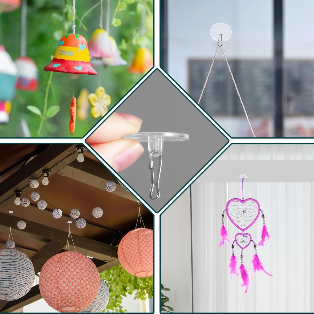 100 pcs Mini Clear Self-Adhesive Wall Hooks - Transparent No Drilling Removable Sticky Ceiling Hangers for Birthday Christmas Party Wedding Balloo