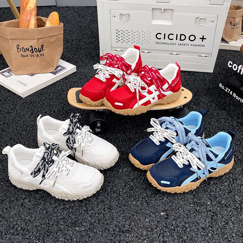 Retro color matching platform ballet training shoes for women's 2025 new mesh breathable and versatile sports and leisure Forrest Gump shoes